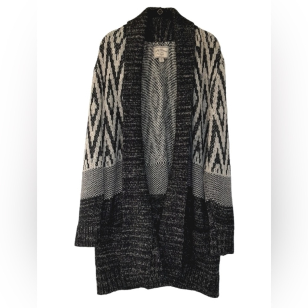 Lucky Brand Women's Size 2X Open Front Duster Chunky Knit Cardigan Boho Sweater